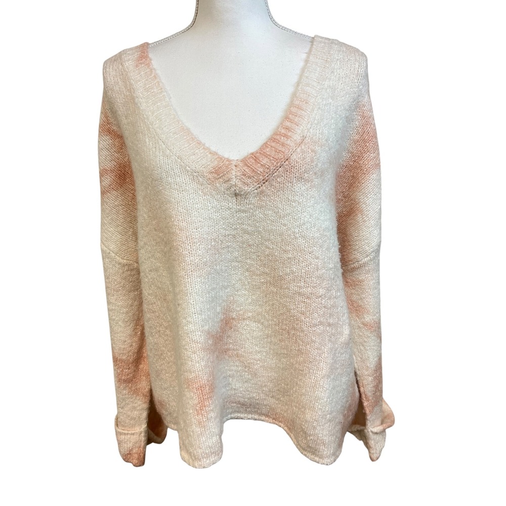 By ANTHROPOLOGIE Maggie Bell Sleeve Sweater L Tie Dye Oversized Cozy Boho Soft